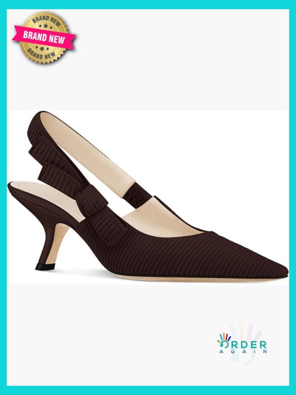 Kitten Heels Slingback Pumps Closed Toe Bowknot Knitted Slip On Work Dress